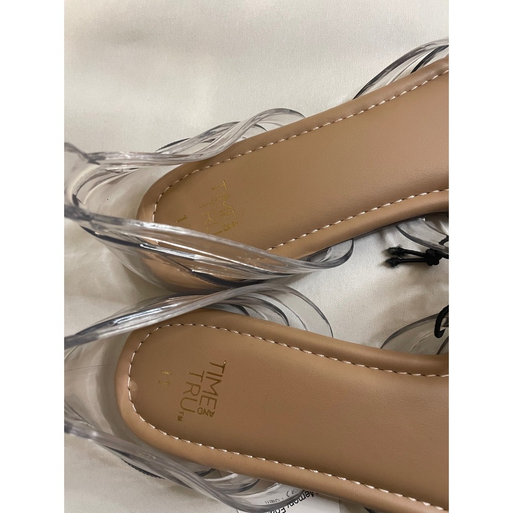 Time and Tru Women Clear Jelly Huarache Sandals Memory Foam Flat Shoes Size 11 - Picture 3 of 4